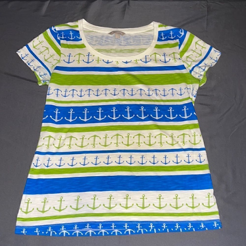 Banana Republic Blue & Green Anchor T- Shirt - FINAL PRICE